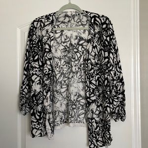 Chico's Open Front Cardigan w/ Black & White Pattern